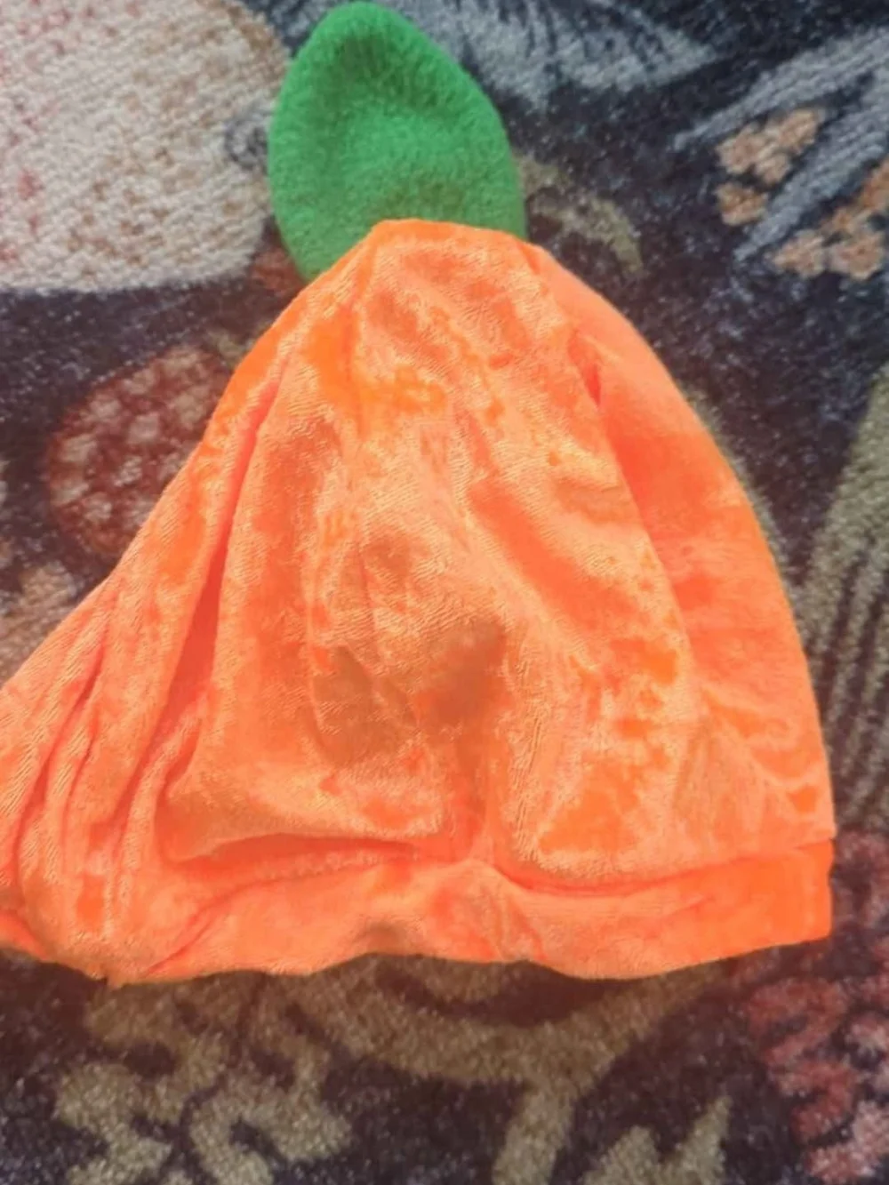 Spirit Orange Pumpkin Jack-O'-Lantern Costume with Green Leaf Collar - Picture 5 of 5